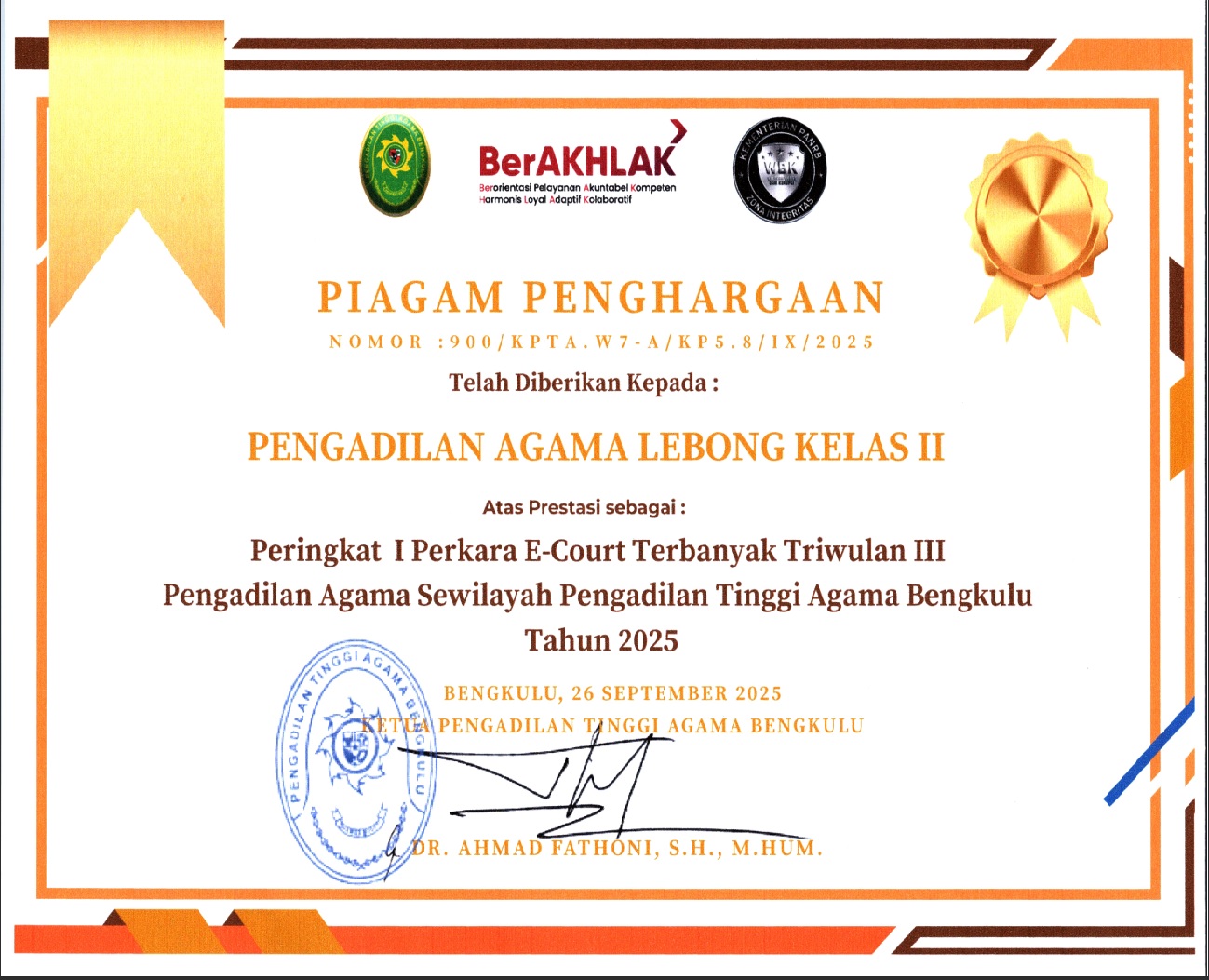 PERINGKAT 1 E-COURT TERBANYAK